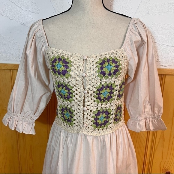 ASOS Design Crochet Smocked Mini Sundress Sz-6 - Picture 3 of 10